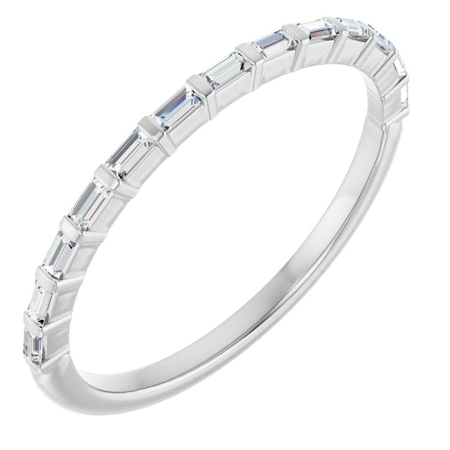 14K Gold Straight Baguette Lab-Grown Diamond Bar Channel-Set Anniversary Band – 1/5–3/4 CTW - White Gold