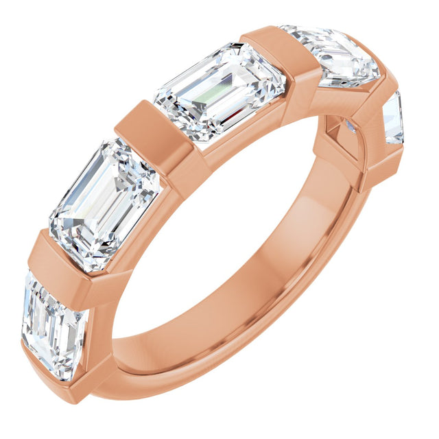 10K Gold Emerald Lab-Grown Diamond Bar Channel-Set Anniversary Band – 1 5/8–2 1/2 CTW (Style 123675) - Rose Gold