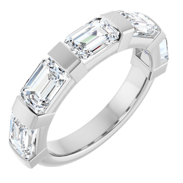 10K Gold Emerald Lab-Grown Diamond Bar Channel-Set Anniversary Band – 1 5/8–2 1/2 CTW (Style 123675) - White Gold