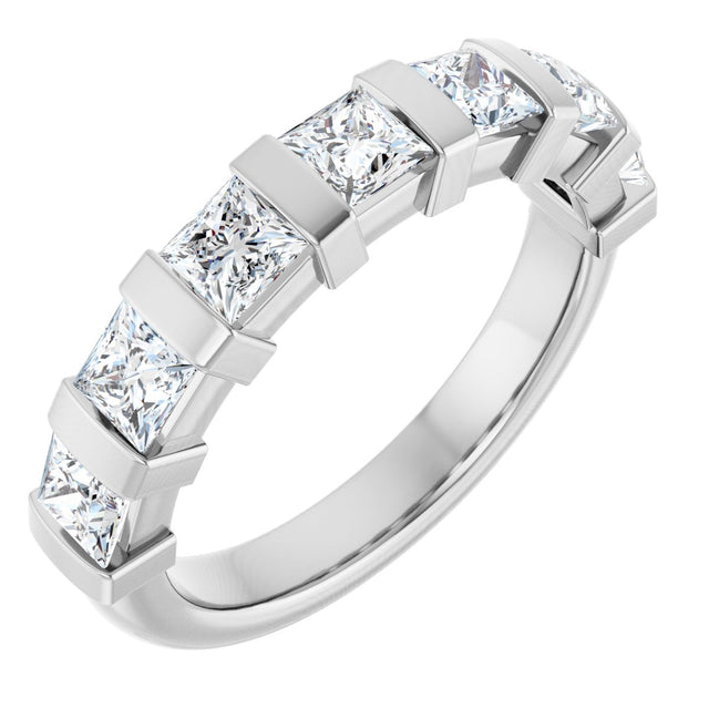 10K Gold Square Lab-Grown Diamond Bar Channel-Set Anniversary Band – 1 1/3–2 3/4 CTW (Style 123675) - White Gold