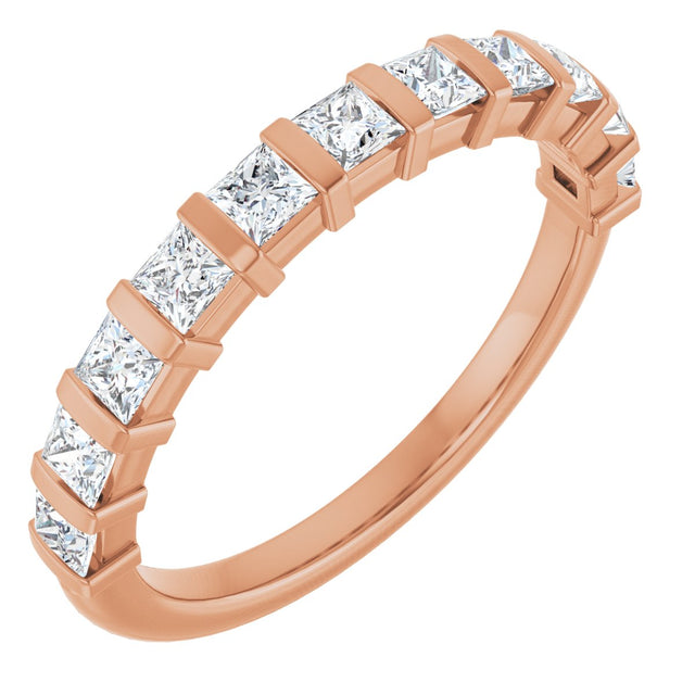 10K Gold Square Lab-Grown Diamond Bar Channel-Set Anniversary Band – 1/3–9/10 CTW - Rose Gold