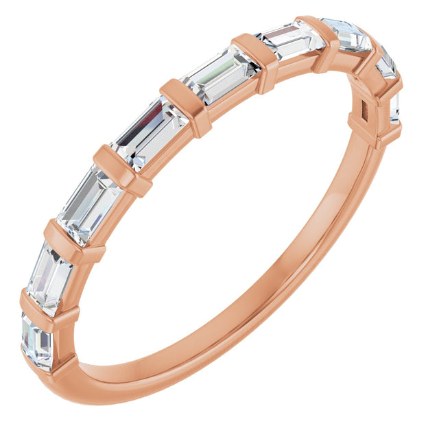 10K Gold Straight Baguette Lab-Grown Diamond Bar Channel-Set Anniversary Band – 1/5–1/2 CTW (Style 123675) - Rose Gold