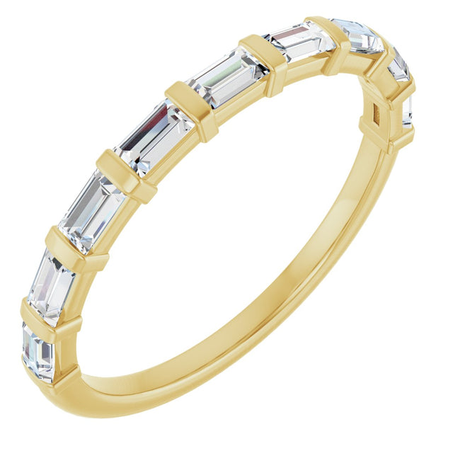 10K Gold Straight Baguette Lab-Grown Diamond Bar Channel-Set Anniversary Band – 1/5–1/2 CTW (Style 123675) - Yellow Gold