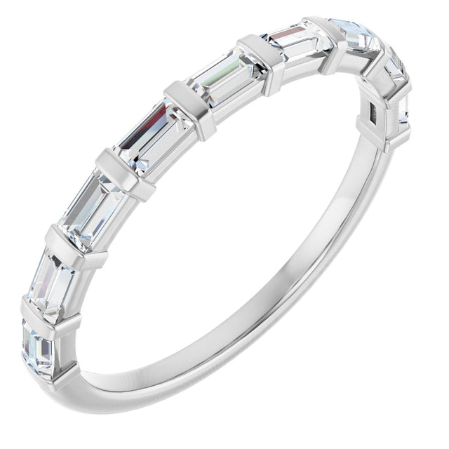 10K Gold Straight Baguette Natural Diamond Bar Channel-Set Anniversary Band – 1/5–5/8 CTW (Style 123675) - White Gold