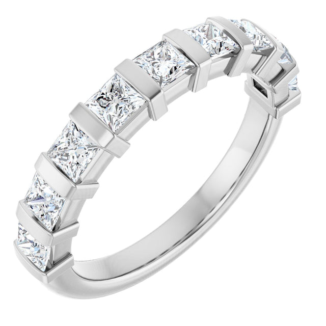 10K Gold Square Natural Diamond Bar Channel-Set Anniversary Band – 3/8–1 1/6 CTW - White Gold
