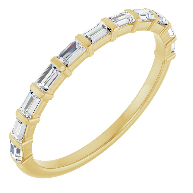 14K Gold Straight Baguette Natural Diamond Bar Channel-Set Anniversary Band – 1/5–3/4 CTW - Yellow Gold