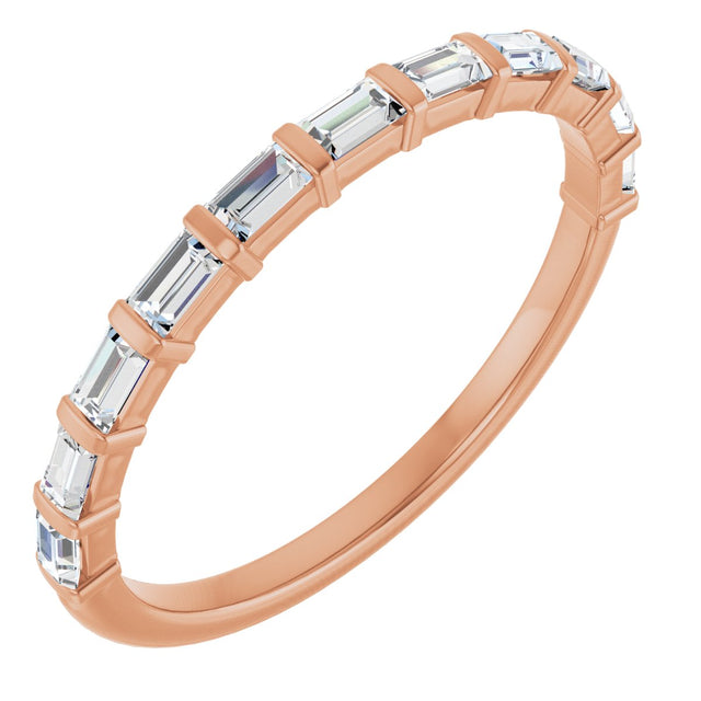 10K Gold Straight Baguette Lab-Grown Diamond Bar Channel-Set Anniversary Band – 1/5–1/2 CTW (Style 123675) - Rose Gold