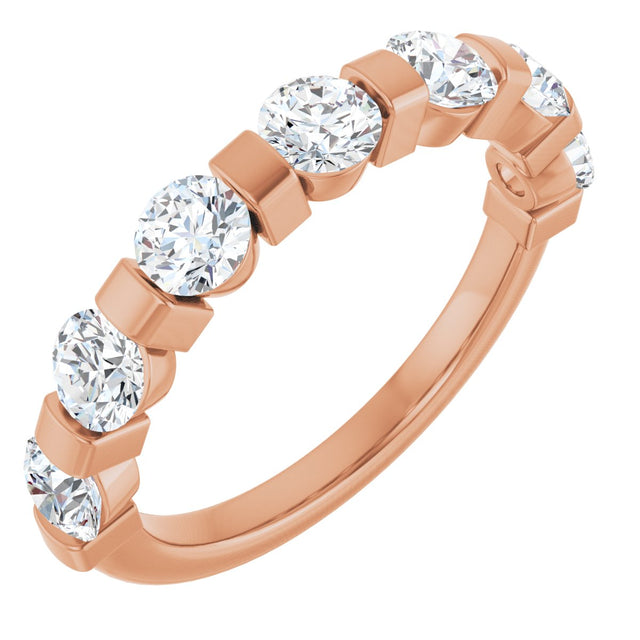 10K Gold Round Lab-Grown Diamond Bar Channel-Set Anniversary Band – 7/8–1 1/3 CTW - Rose Gold