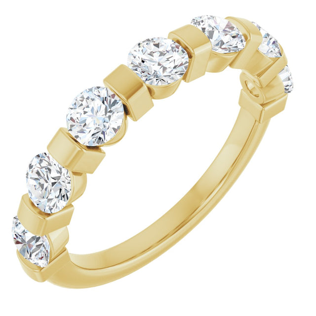 10K Gold Round Lab-Grown Diamond Bar Channel-Set Anniversary Band – 7/8–1 1/3 CTW - Yellow Gold