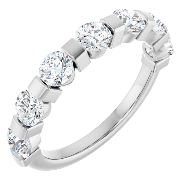 10K Gold Round Lab-Grown Diamond Bar Channel-Set Anniversary Band – 7/8–1 1/3 CTW - White Gold