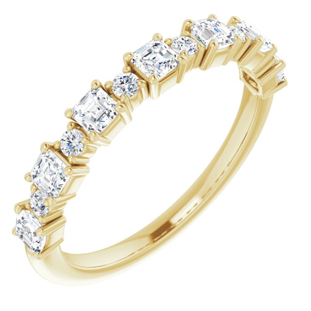 14K Gold Asscher Natural Diamond Anniversary Band – 1/2–1 1/3 CTW - Yellow Gold