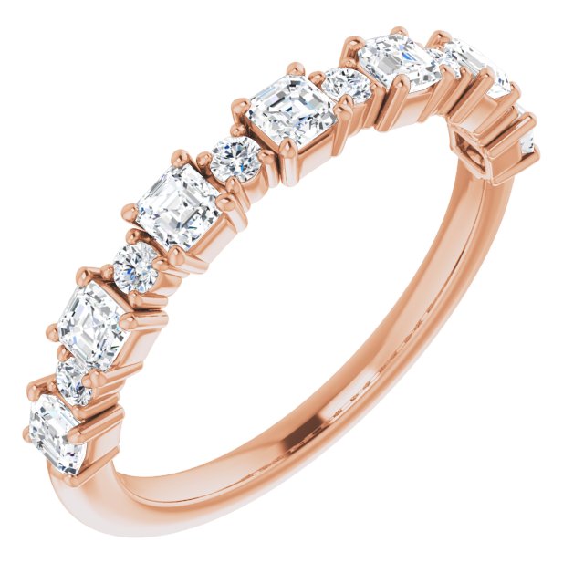 14K Gold Asscher Natural Diamond Anniversary Band – 1/2–1 1/3 CTW - Rose Gold