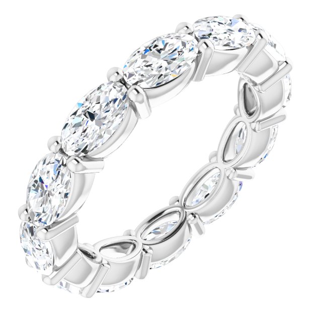 14K Gold Oval Lab-Grown Diamond Eternity Band – 5x3 mm Stones - White Gold