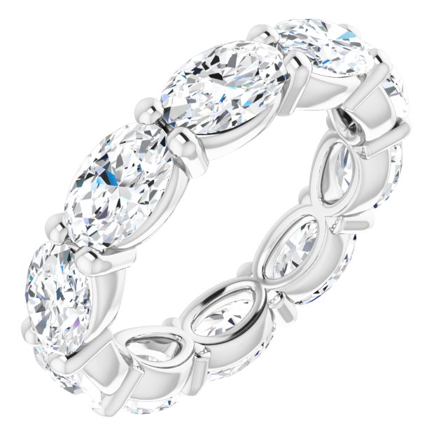 Platinum Oval Natural Diamond Eternity Band – 6x4 mm Stones
