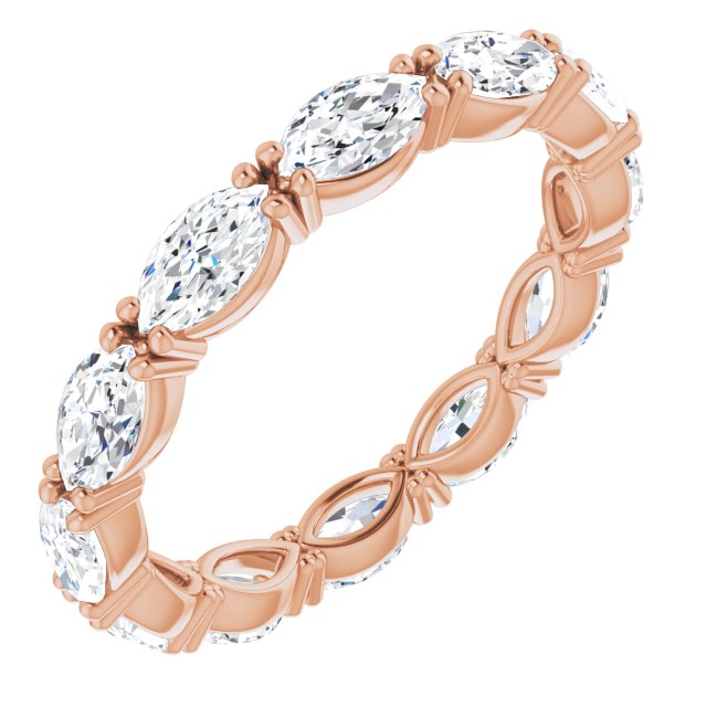 14K Gold Marquise Lab-Grown Diamond Eternity Band – 4.5x2.5 mm Stones - Rose Gold