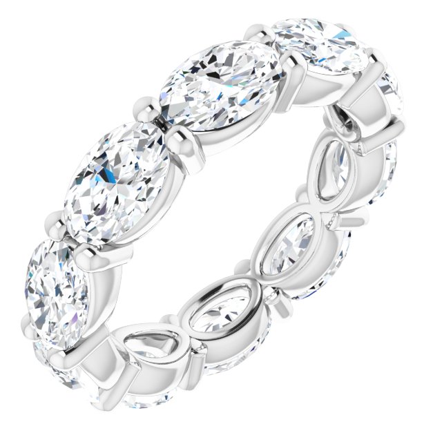 14K Gold Oval Lab-Grown Diamond Eternity Band – 6x4 mm Stones - White Gold