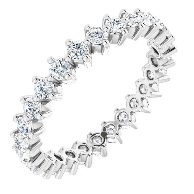14K Gold Round Lab-Grown Diamond Eternity Band – 2 mm Stones - White Gold