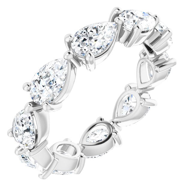 14K Gold Pear Lab-Grown Diamond Eternity Band – 5.5x3.5 mm Stones - White Gold
