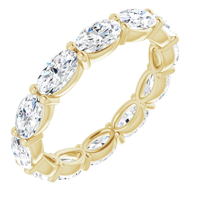 14K Gold Oval Lab-Grown Diamond Eternity Band – 5x3 mm Stones - Yellow Gold