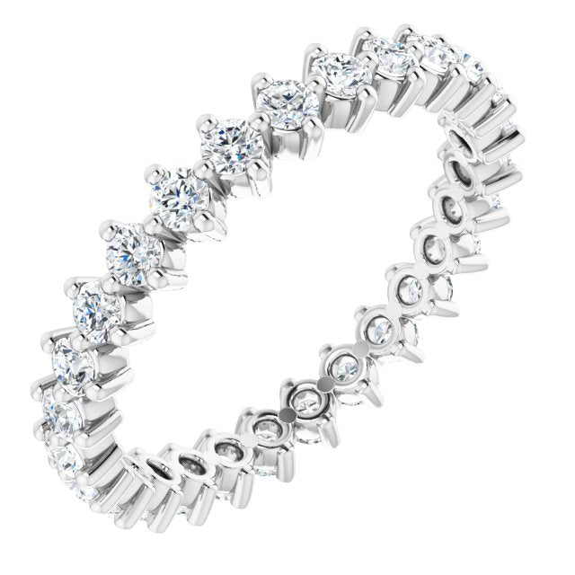 14K Gold Round Lab-Grown Diamond Eternity Band – 2 mm Stones - White Gold