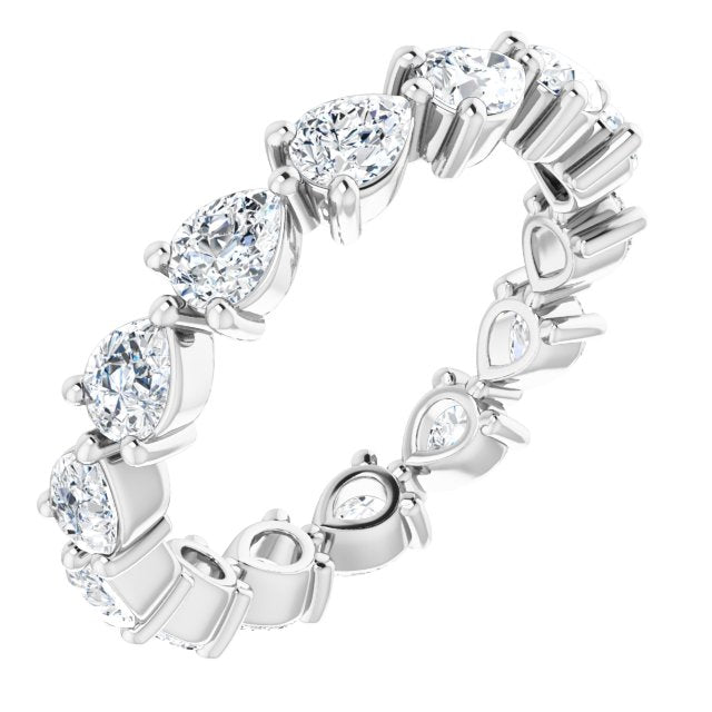 14K Gold Pear Lab-Grown Diamond Eternity Band – 4x3 mm Stones - White Gold