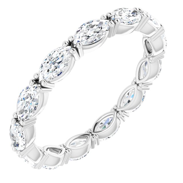 14K Gold Marquise Natural Diamond Eternity Band – 4.5x2.5 mm Stones - White Gold