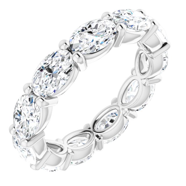 Platinum Oval Natural Diamond Eternity Band – 6x4 mm Stones
