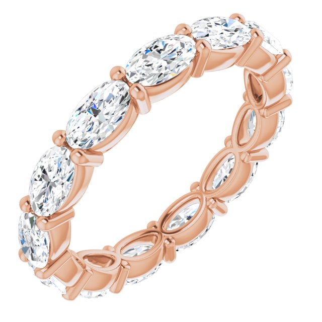 14K Gold Oval Lab-Grown Diamond Eternity Band – 5x3 mm Stones - Rose Gold