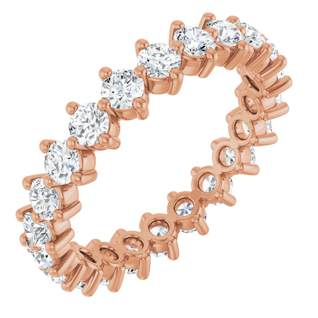 14K Gold Round Lab-Grown Diamond Eternity Band – 2.8 mm Stones - Rose Gold