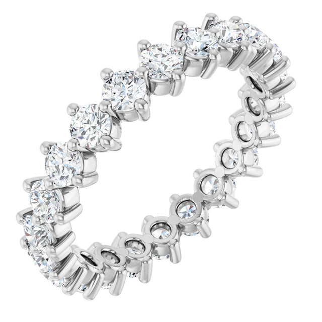 14K Gold Round Lab-Grown Diamond Eternity Band – 2.8 mm Stones - White Gold