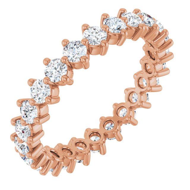 14K Gold Round Lab-Grown Diamond Eternity Band – 2.5 mm Stones - Rose Gold