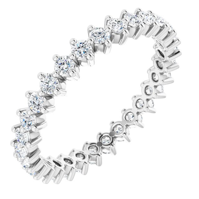 14K Gold Round Natural Diamond Eternity Band – 2 mm Stones - White Gold
