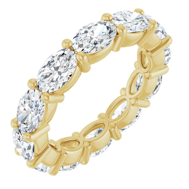 14K Gold Oval Lab-Grown Diamond Eternity Band – 6x4 mm Stones - Yellow Gold