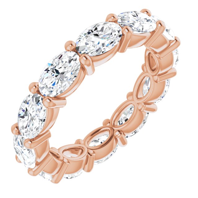 14K Gold Oval Lab-Grown Diamond Eternity Band – 6x4 mm Stones - Rose Gold
