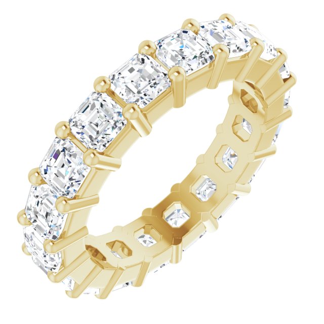14K Gold Asscher Lab-Grown Diamond Shared-Prong Eternity Band – 3x3 mm Stones - Yellow Gold