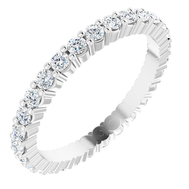 10K Gold Round Lab-Grown Diamond Shared-Prong Eternity Band – 1.7 mm Stones - White Gold