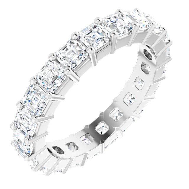 Platinum Asscher Lab-Grown Diamond Shared-Prong Eternity Band – 2.6x2.6 mm Stones