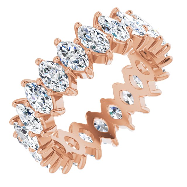 14K Gold Marquise Natural Diamond Shared-Prong Eternity Band – 4.5x2.5 mm Stones - Rose Gold