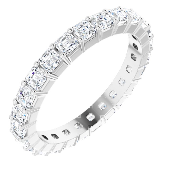 Platinum Asscher Lab-Grown Diamond Shared-Prong Eternity Band – 2x2 mm Stones