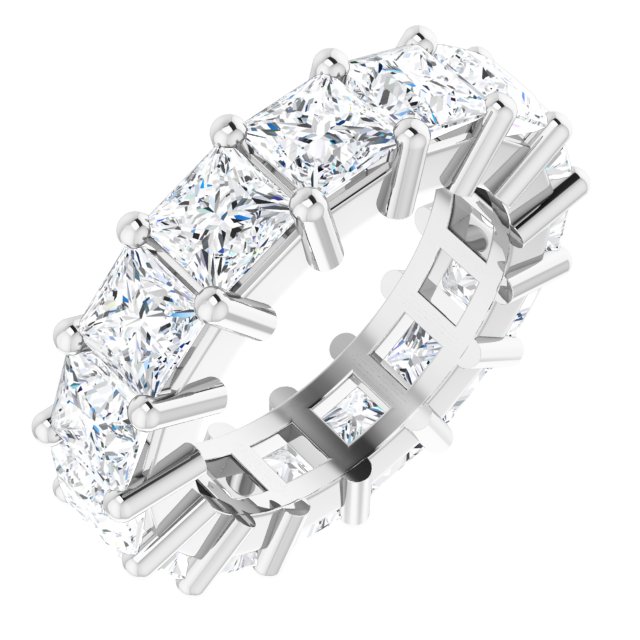 10K Gold Square Natural Diamond Shared-Prong Eternity Band – 4x4 mm Stones - White Gold