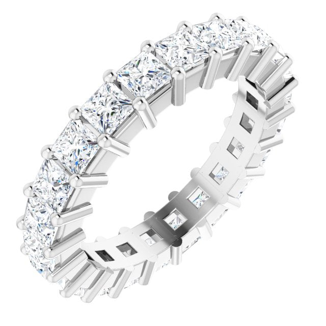 10K Gold Square Natural Diamond Shared-Prong Eternity Band – 2.5x2.5 mm Stones - White Gold