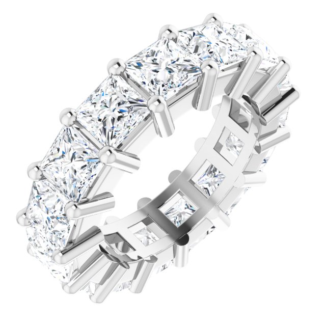 10K Gold Square Lab-Grown Diamond Shared-Prong Eternity Band – 4x4 mm Stones - White Gold