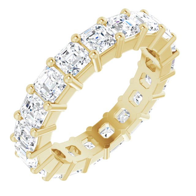 14K Gold Asscher Lab-Grown Diamond Shared-Prong Eternity Band – 3x3 mm Stones - Yellow Gold