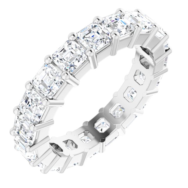 14K Gold Asscher Lab-Grown Diamond Shared-Prong Eternity Band – 3x3 mm Stones - White Gold