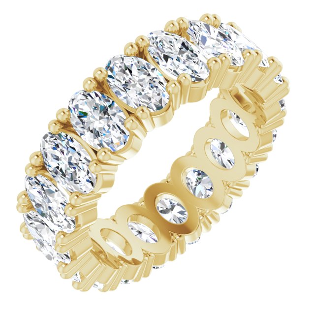 14K Gold Oval Lab-Grown Diamond Shared-Prong Eternity Band – 5x3 mm Stones - Yellow Gold