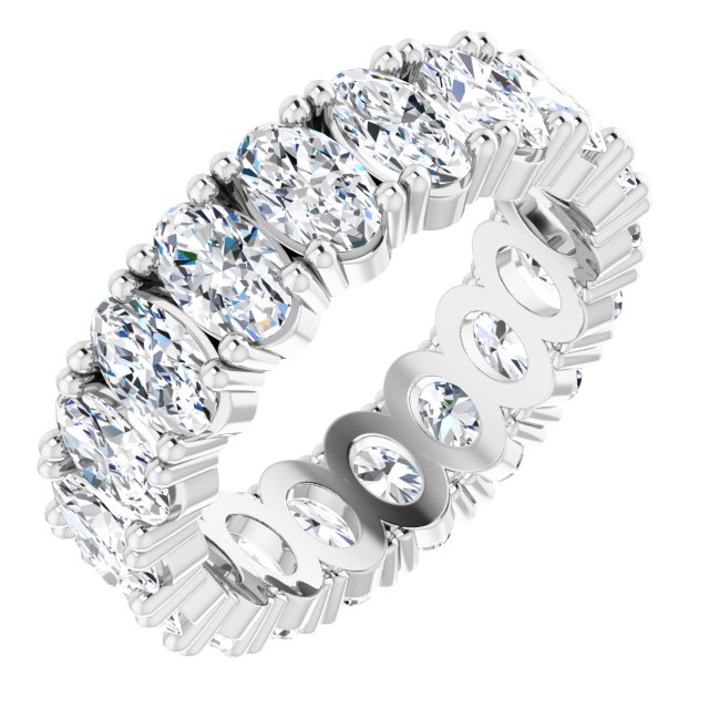 10K Gold Oval Natural Diamond Shared-Prong Eternity Band – 5x3 mm Stones - White Gold