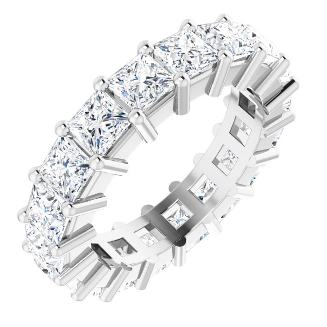10K Gold Square Lab-Grown Diamond Shared-Prong Eternity Band – 3.25x3.25 mm Stones - White Gold