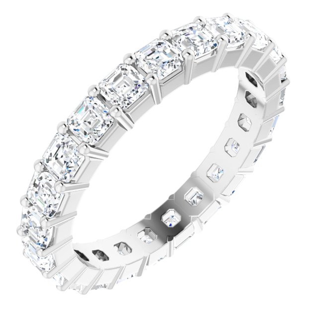 Platinum Asscher Lab-Grown Diamond Shared-Prong Eternity Band – 2.3x2.3 mm Stones