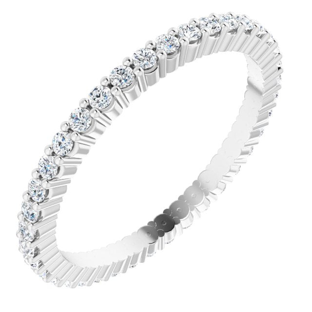 10K Gold Round Natural Diamond Shared-Prong Eternity Band – 1.3 mm Stones - White Gold