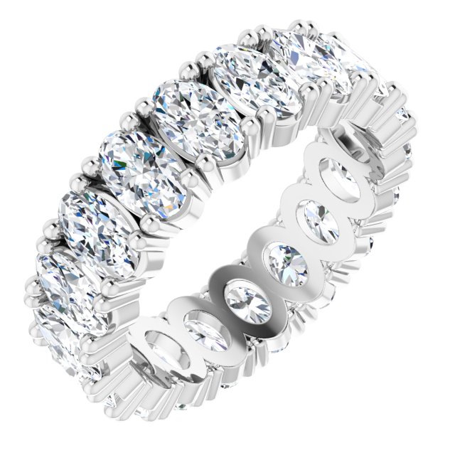 10K Gold Oval Lab-Grown Diamond Shared-Prong Eternity Band – 5x3 mm Stones - White Gold